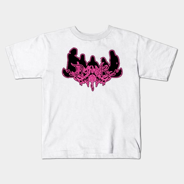 Pink Neon Sign Metalocalypse Logo Kids T-Shirt by gkillerb